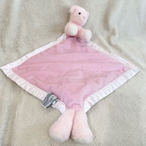 My Banky Pink Teddy Bear Karrigan Security Blanket Lovey Satin Trim